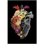 artboxONE Poster 60x40 cm Natur Flower Heart Spring - Bild Vintage anatomisches Herz Blumen