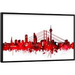 Rote Moderne Artboxone Poster mit Rahmen mit Skyline-Motiv mit Rahmen 20x30 