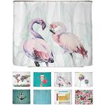 Rosa Moderne Textil-Duschvorhänge mit Flamingo-Motiv aus Edelstahl 200x240 