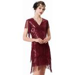 Reduzierte Bordeauxrote Vintage Mini Kurze Abendkleider mit Reißverschluss für Damen Größe XXL für Partys 