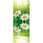 Grüne Moderne Blumenglasbilder mit Gänseblümchen-Motiv aus Glas Hochformat 