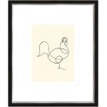 Silberne Pablo Picasso Poster mit Rahmen mit Huhn-Motiv 