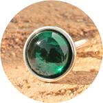 Emeraldfarbene Runde Cabochon Ringe aus Silber 