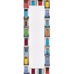 Artland Ganzkörperspiegel bedruckter Holzrahmen zum Aufhängen Wandspiegel Fotocollage von 32 bunten Haustüren Größe: 50,4x140,4 cm