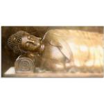 Goldene Asiatische Artland Glasbilder mit Buddha-Motiv Querformat 50x100 