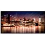 Artland Glasbild »Manhattan Sonnenuntergang«, Brücken (1 Stück), lila
