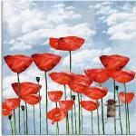 Rote Zeitgenössische Artland Blumenglasbilder mit Maus-Motiv 50x50 