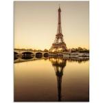 Glasbild ARTLAND "Paris Eiffelturm V" Bilder goldfarben Glasbilder