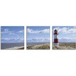 Maritime Artland Leuchtturm Sylt Quadratische Bildersets mit Leuchtturm-Motiv aus Glas 20x20 3-teilig 