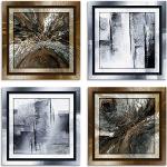 Silberne Moderne Artland Quadratische Bildersets aus Holz 30x30 4-teilig 