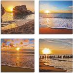 Reduzierte Artland Sonnenaufgang Quadratische Sonnenaufgang Bilder aus Holz 30x30 4-teilig 