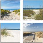 Reduzierte Sandfarbene Artland Quadratische Landschaftsbilder mit Strand-Motiv 40x40 4-teilig 