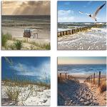Reduzierte Sandfarbene Artland Ostsee Quadratische Landschaftsbilder mit Strand-Motiv 40x40 4-teilig 