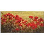 Rote Artland Alu-Dibond Bilder mit Mohnblumen-Motiv matt aus Metall 50x100 