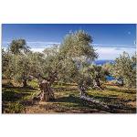 Reduzierte Olivgrüne Mediterrane Artland Runde Kunstdrucke matt aus Metall 60x90 