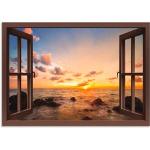 Braune Artland Sonnenuntergang am Meer Rechteckige Digitaldrucke aus Metall 70x100 