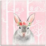 Pinke Artland Blumenleinwandbilder mit Tiermotiv 50x50 