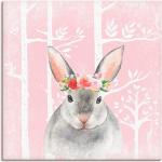 Pinke Artland Blumenleinwandbilder mit Tiermotiv 50x50 