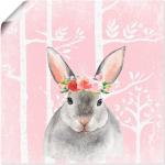 Pinke Artland Blumenleinwandbilder mit Tiermotiv aus Papier 50x50 