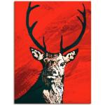 Rote Artland Digitaldrucke mit Hirsch-Motiv handgemacht 90x120 