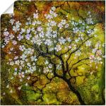 Grüne Zeitgenössische Artland Kirschblüte Quadratische Kunstdrucke 70x70 