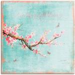 Blaue Artland Kirschblüte Rechteckige Digitaldrucke aus Glas handgemacht 70x70 