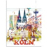 Bunte Moderne Artland Leinwanddrucke mit Köln-Motiv aus Metall handgemacht 90x120 