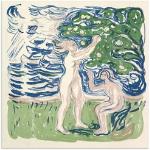Grüne Expressionistische Artland Edvard Munch Quadratische Kunstdrucke 100x100 