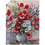 Rote Zeitgenössische Artland Kunstdrucke mit Blumenmotiv aus Papier Hochformat 60x80 