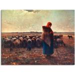 Wandbild ARTLAND "Schäferin mit ihrer Herde, 1863" Bilder rot Kunstdrucke