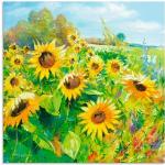 Gelbe Artland Rechteckige Digitaldrucke mit Sonnenblumenmotiv aus Metall 100x100 