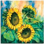 Gelbe Moderne Artland Quadratische Leinwanddrucke mit Sonnenblumenmotiv aus Metall handgemacht 70x70 