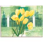 Gelbe Moderne Artland Leinwanddrucke mit Tulpenmotiv aus Metall handgemacht 30x40 
