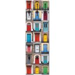ARTland ARTlland Wandgarderobe Holz Design mit 5 Haken Garderobe mit Motiv Fotocollage von 32 bunten Haustüren Größe: 45x140 cm - multicoloured wood
