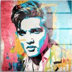 Schwarze Moderne Elvis Presley Quadratische Kunstdrucke gebürstet 40x40 