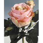 artplants.de Kunstrose Viviane auf Steckstab, rosa-Creme, 23cm, Ø4-10cm - Textil Rose