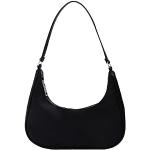 Schwarze Y2K Hobo Bags mit Reißverschluss aus Nylon für Damen klein 