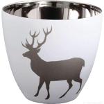 Silberne Asa Runde Teelichthalter mit Hirsch-Motiv aus Porzellan 