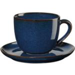 Mitternachtsblaue Minimalistische Asa Runde Cappuccinotassen glänzend aus Keramik 