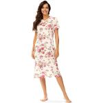 Rosa Blumenmuster Kurzärmelige ASCAFA Midi Damennachthemden aus Jersey Größe L 