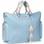 Hellblaue Unifarbene Vegane Hobo Bags aus Canvas für Damen 