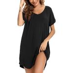 Reduzierte Schwarze Kurzärmelige Midi Damennachthemden aus Baumwolle maschinenwaschbar Größe XL für den für den Sommer 