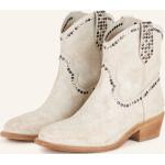 Cremefarbene Ash Cowboy-Boots & Cowboystiefeletten mit Nieten aus Leder für Damen Größe 41 
