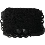 Schwarze Ash Lederhandtaschen mit Reißverschluss aus Leder mit Kettenhenkel für Damen 