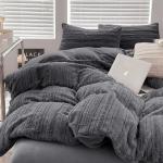 Reduzierte Dunkelgraue Unifarbene Bettwäsche Sets & Bettwäsche Garnituren mit Reißverschluss aus Flanell 200x200 