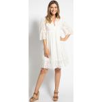 Reduzierte Weiße Ashbourn V-Ausschnitt Kleider mit Lochstickerei für Damen Größe M für den Sommer 
