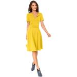 Gelbe Kurzärmelige Heine Kleider A-Linie aus Polyester enganliegend für Damen Größe L 