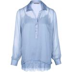 Hellblaue Ashley Brooke Transparente Blusen & durchsichtige Blusen durchsichtig aus Chiffon für Damen Größe M 