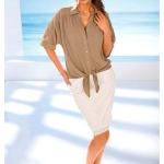 Taupefarbene Ashley Brooke Shirts mit Tasche ohne Verschluss aus Viskose für Damen Größe S 