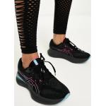 Schwarze Asics Low Sneaker mit Schnürsenkel aus Leder mit Reflektoren für Damen Größe 43,5 
